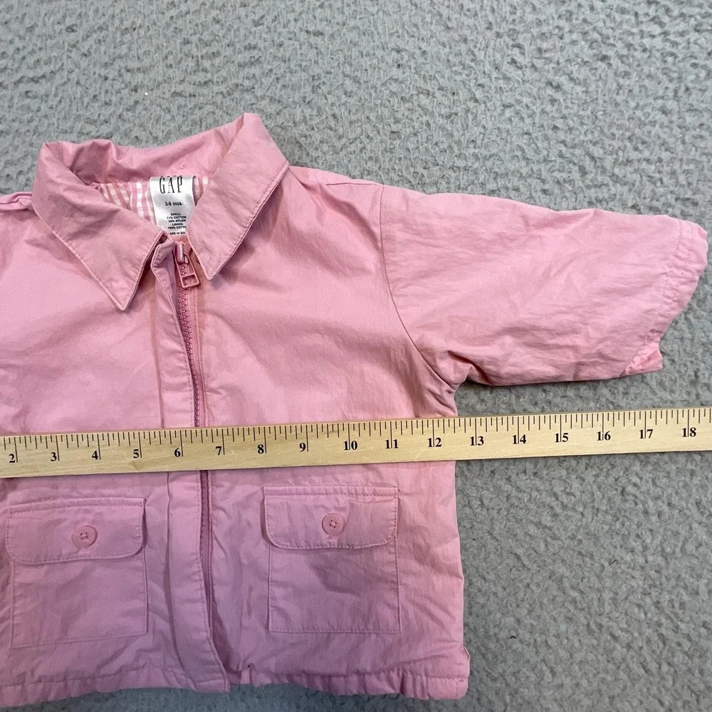 Baby GAP Jacket Girls 3-6 Months Pink Nylon Shell Cotton‎ Lined Zip Pockets